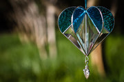 Stained Glass Heart Suncatcher with Silver Heart Keepsake Pendant